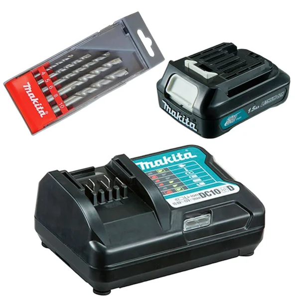 Parafusadeira Furadeira de Impacto HP333DWYX3 Makita com 1Bat Carreg 5Brocas