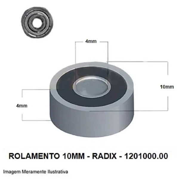 Rolamento para Fresa 10x4.76mm 1201000.00 Radix