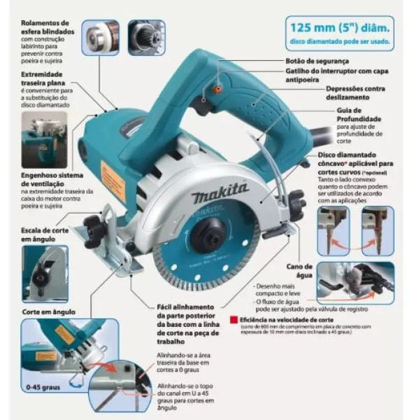 Serra Mármore 125mm 14500 Watts 4100NH2A Makita