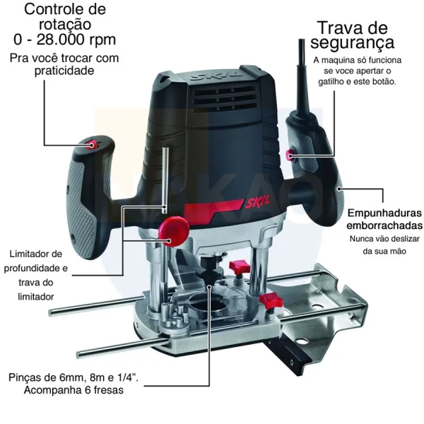 Tupia Coluna 1100 Watts com 13 Acessórios e Maleta 1831 Skil