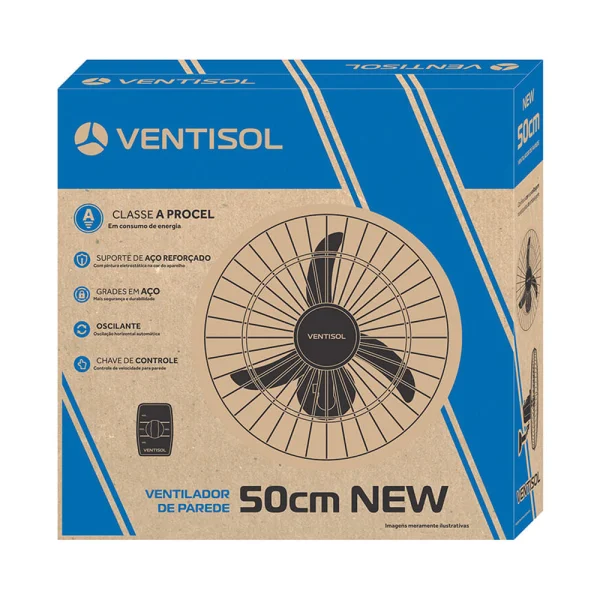 Ventilador OSC de Parede 50cm New Grade em Aço Preto Premium Ventisol