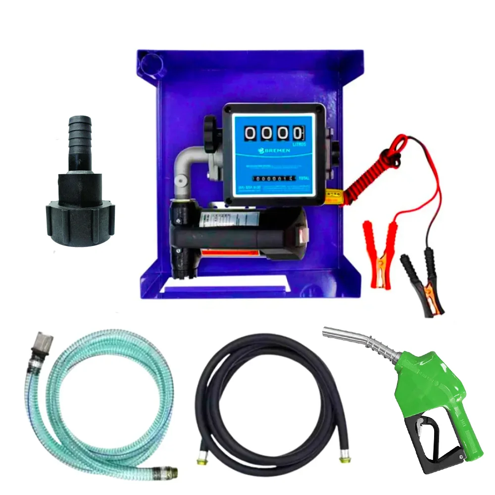 Kit Bomba de Abastecimento Para Óleo Diesel 12V 40LPM com Bico Automático e Adaptador para Reservatório - Bremen