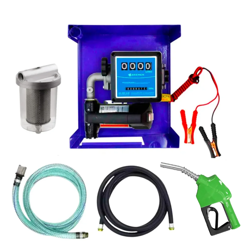 Kit Bomba de Abastecimento Para Óleo Diesel 12V 40LPM com Bico Automático e Filtro de Particulas - Bremen