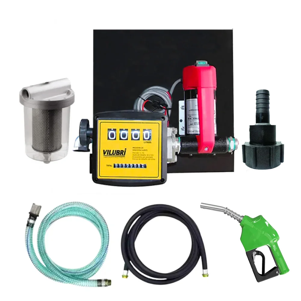 Bomba de Abastecimento Para Óleo Diesel 12V 40LPM com Bico Automático Filtro de Partículas e Adaptador para Reservatório - Vilubri