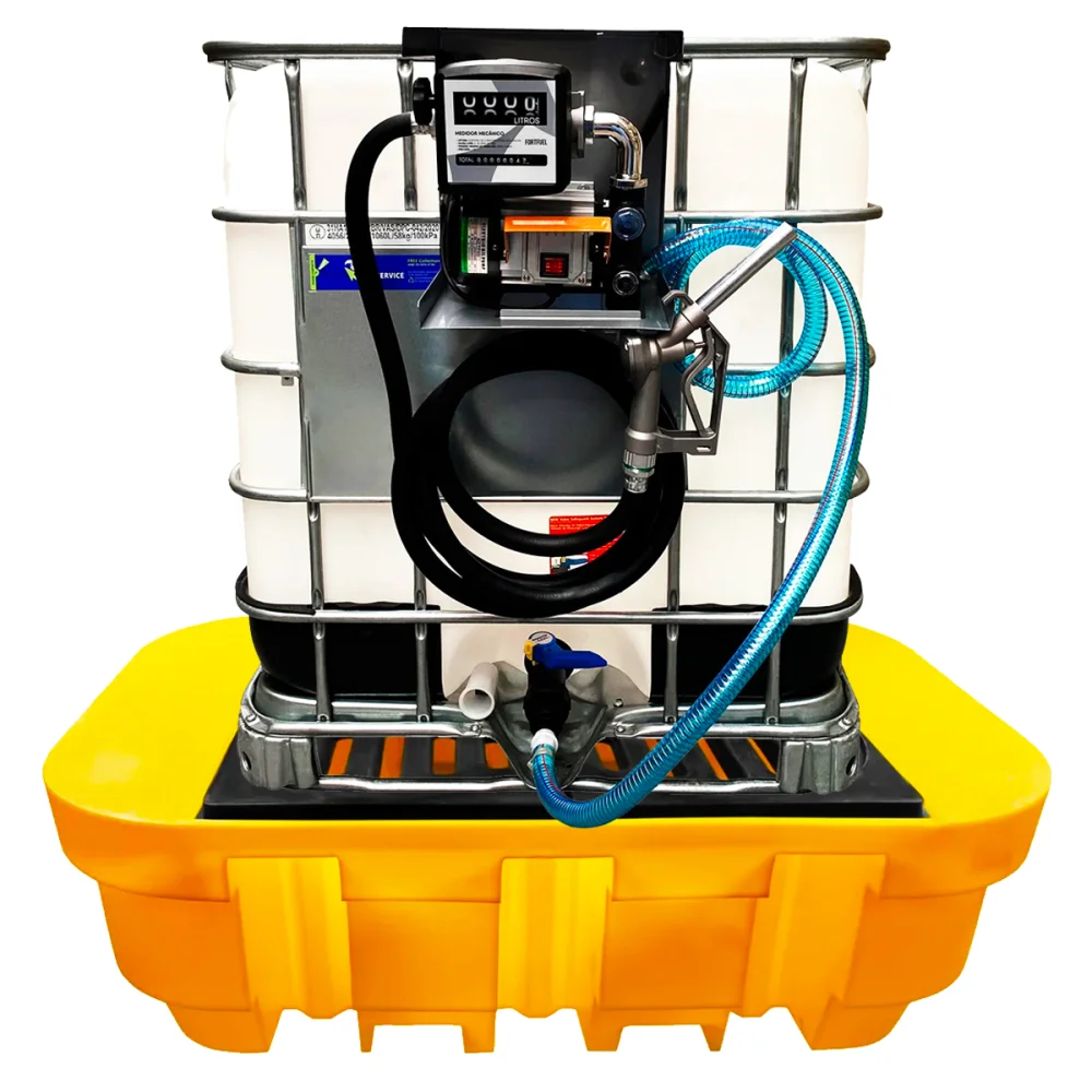 Kit Bomba de Abastecimento 12V 40Lpm Diesel com Reservatório e Bacia de Contenção 1000L - Rotta376-REF442