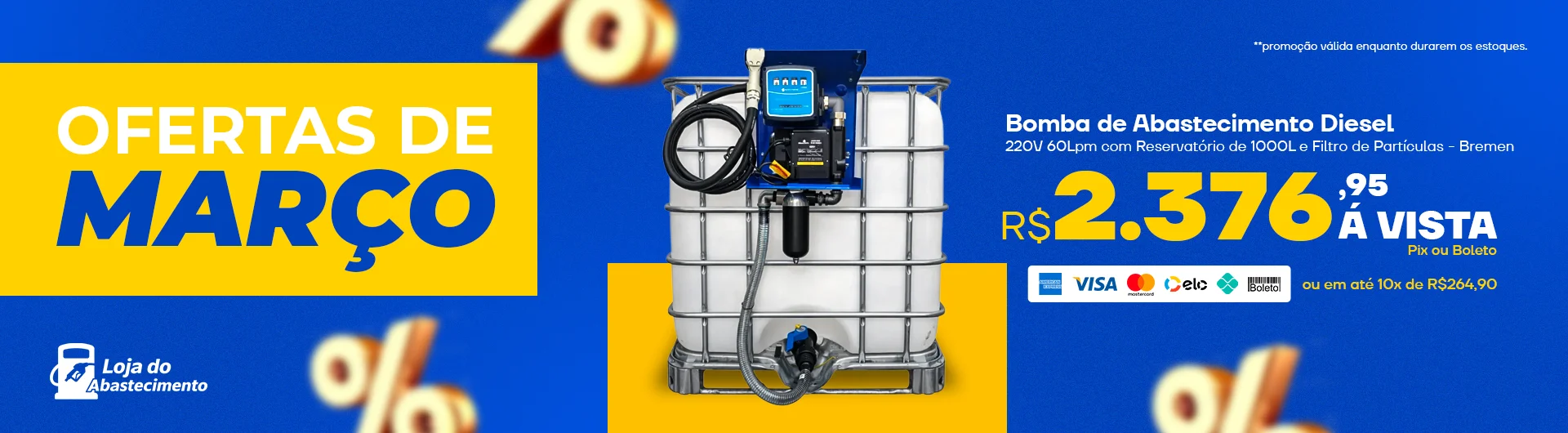 Bomba Industrial de 85L/Min para Diesel 220V Trif com Bico e Mangueira - Bremen-9803220