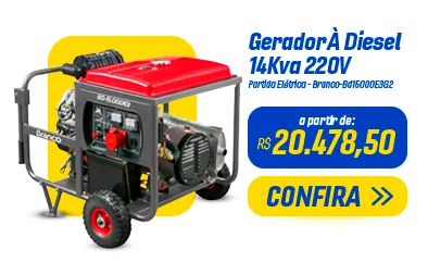 Gerador À Diesel 14Kva 220V Partida Elétrica - Branco-Bd15000E3G2