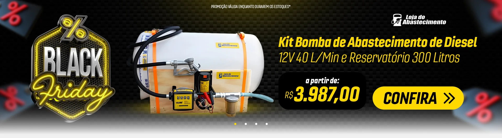 Kit Bomba de Abastecimento de Diesel 12V 40 L/Min e Reservatório 300 Litros - Vilubri-120321