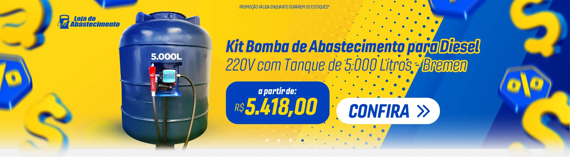 Kit Bomba de Abastecimento para Diesel 220V com Tanque de 5.000 Litros - Bremen