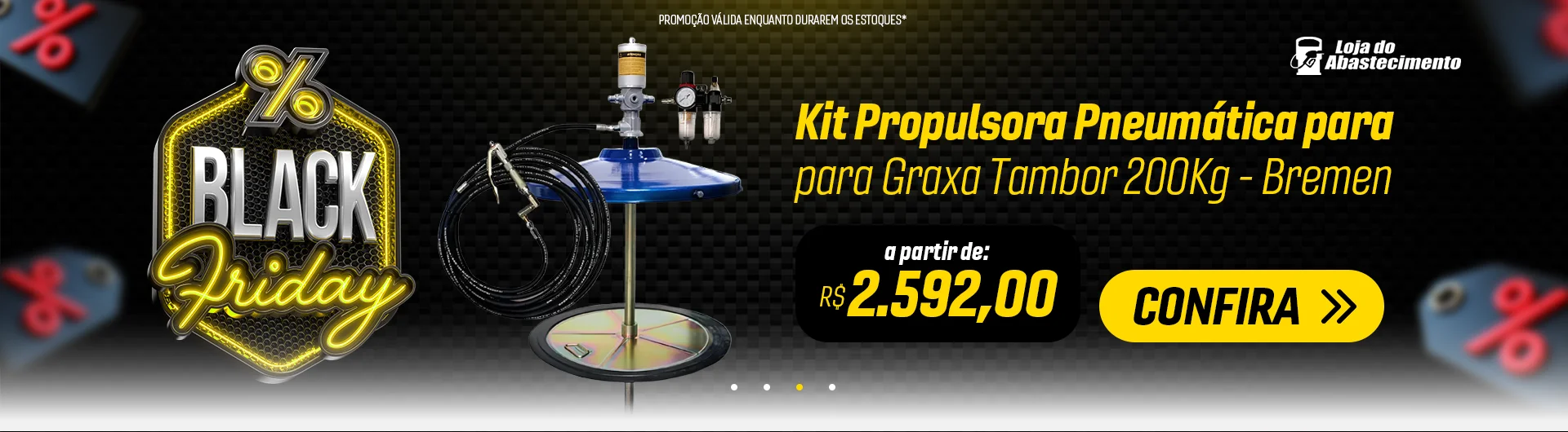 Kit Propulsora Pneumática para Graxa Tambor 200Kg - Bremen