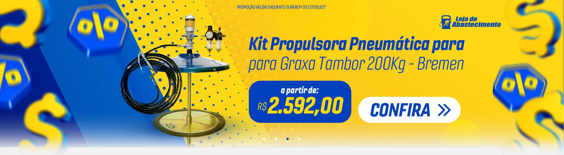 Kit Propulsora Pneumática para Graxa Tambor 200Kg - Bremen