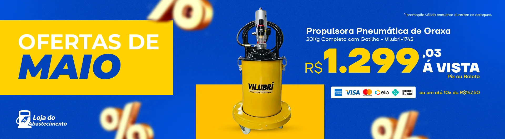Propulsora Pneumática de Graxa 20Kg Completa com Gatilho - Vilubri-1742