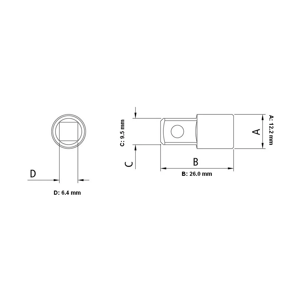 Adaptador de Soquete Quadrado Femea 1/4" Macho 3/8" CRV 1/4X3/8" Tramontina Pro 44801/101