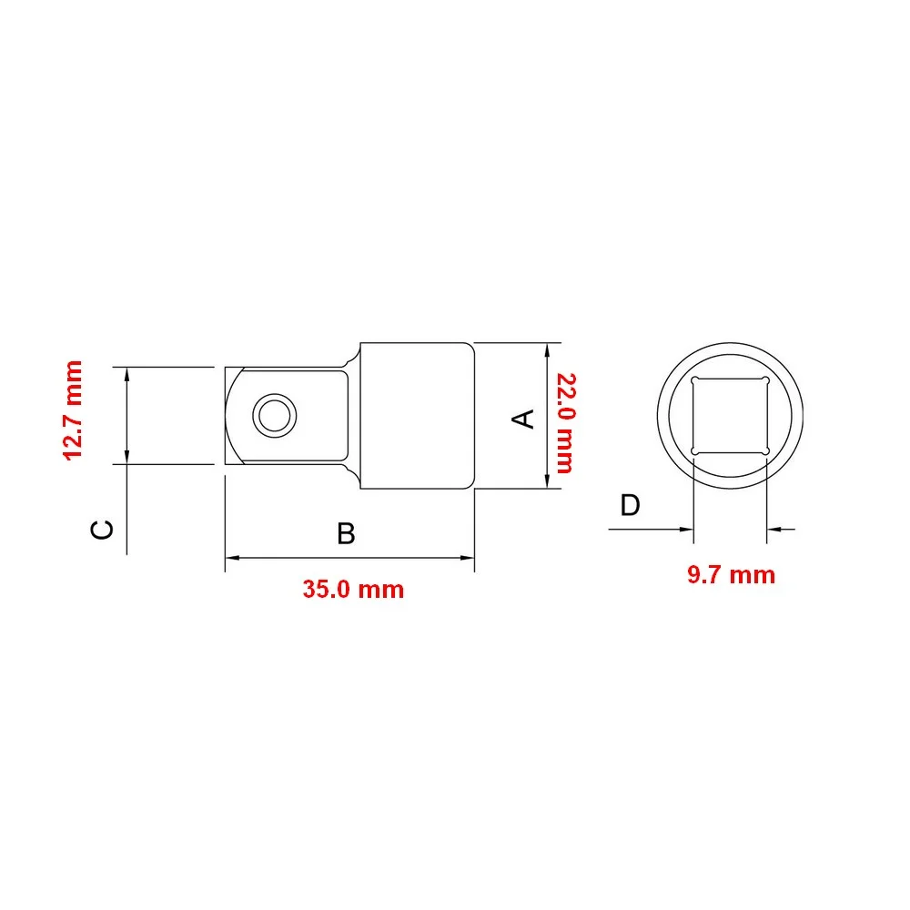 Adaptador de Soquete Quadrado Femea 3/8" Macho 1/2" CRV 3/8X1/2" Tramontina Pro 44827/102