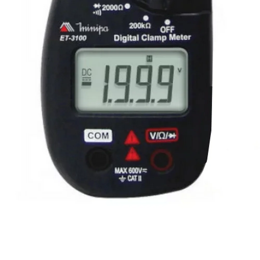 Alicate Amperimetro Digital 600V AC/DC CAT.II 200A AC Minipa ET-3100