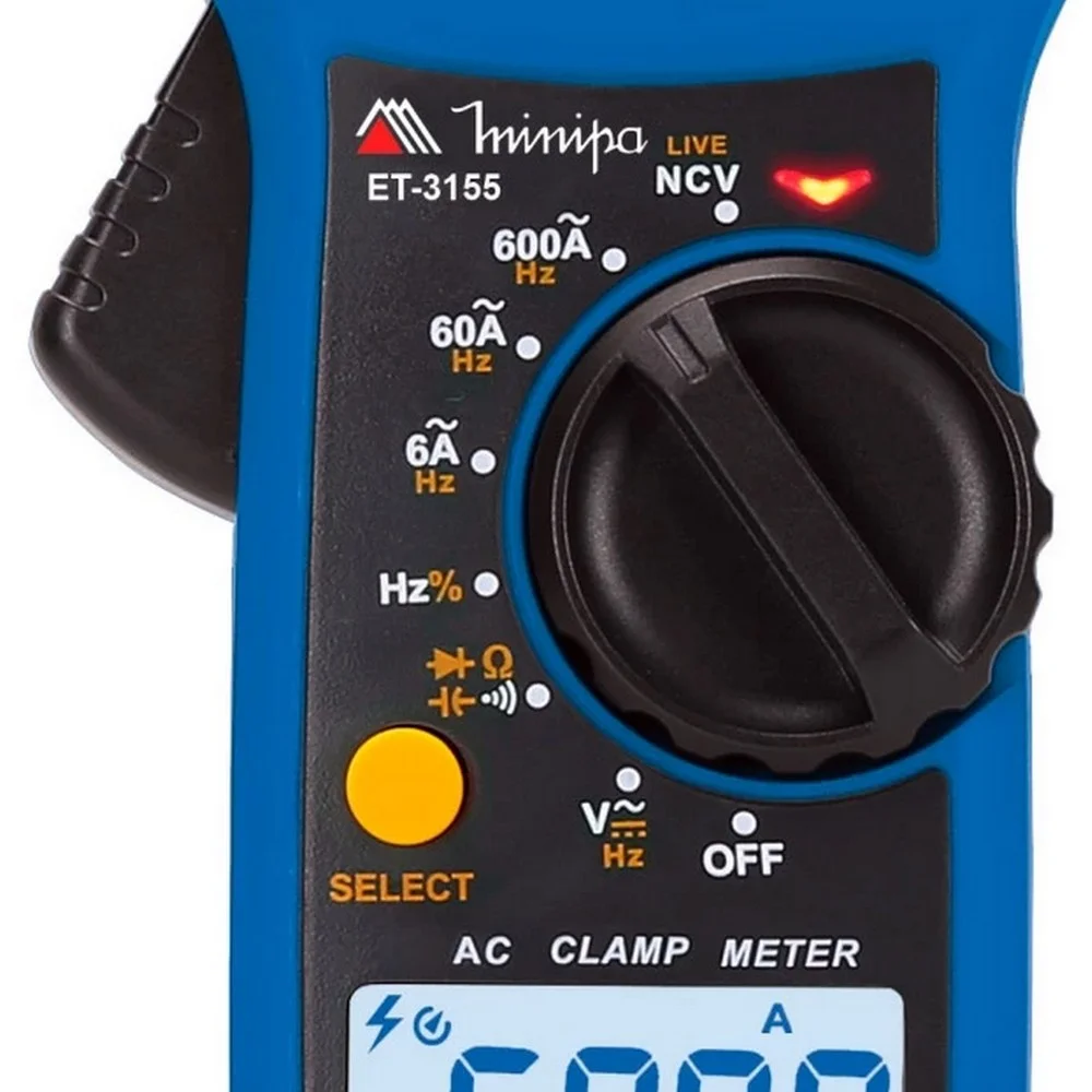 Alicate Amperimetro Digital 600V AC/DC CAT.III 600A AC Minipa ET-3155