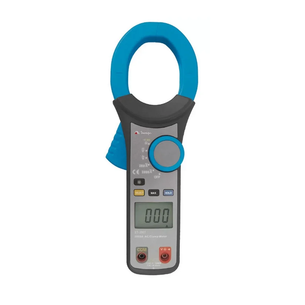 Alicate Amperimetro Digital 750V AC 1000V DC CAT.III 2000A AC Minipa ET-3901