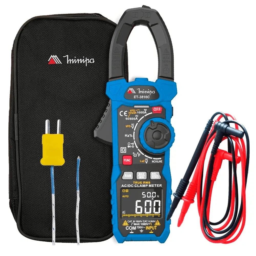 Alicate Amperimetro Digital 750V AC 1000V DC CAT.IV 600V 1000A AC Minipa ET-3710B