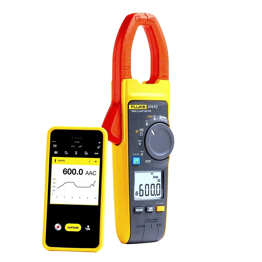Alicate Amperimetro Digital True RMS 600V AC/DC CAT.IV 600A AC/DC Fluke 374 FC
