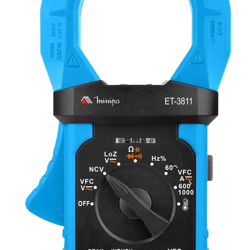 Alicate Amperimetro Digital True RMS AC 750V AC 1000V DC CAT.III 1000V 1000A AC/DC Minipa ET-3811