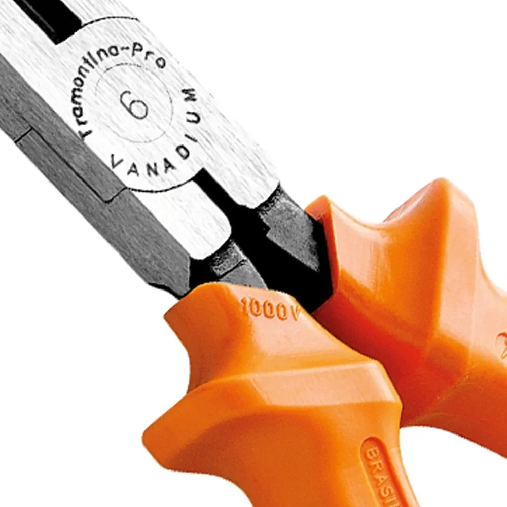 Alicate de Bico Chato Isolado 1000V NBR9699 NR10 Cabo Laranja/Preto CRV 6" Tramontina Pro 44007/106