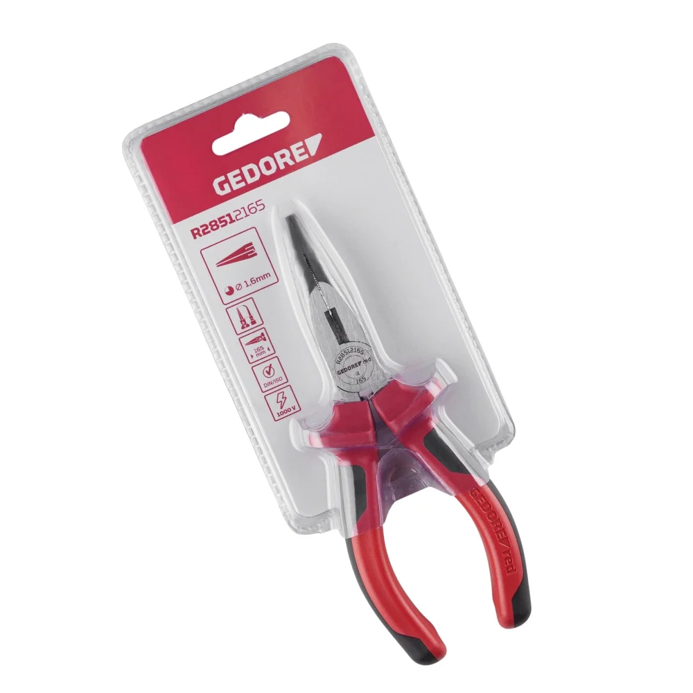 Alicate de Bico Meia Cana Curvo Isolado 1000V Tipo Telefone NBR9699 6.1/2" Gedore Red R28512165