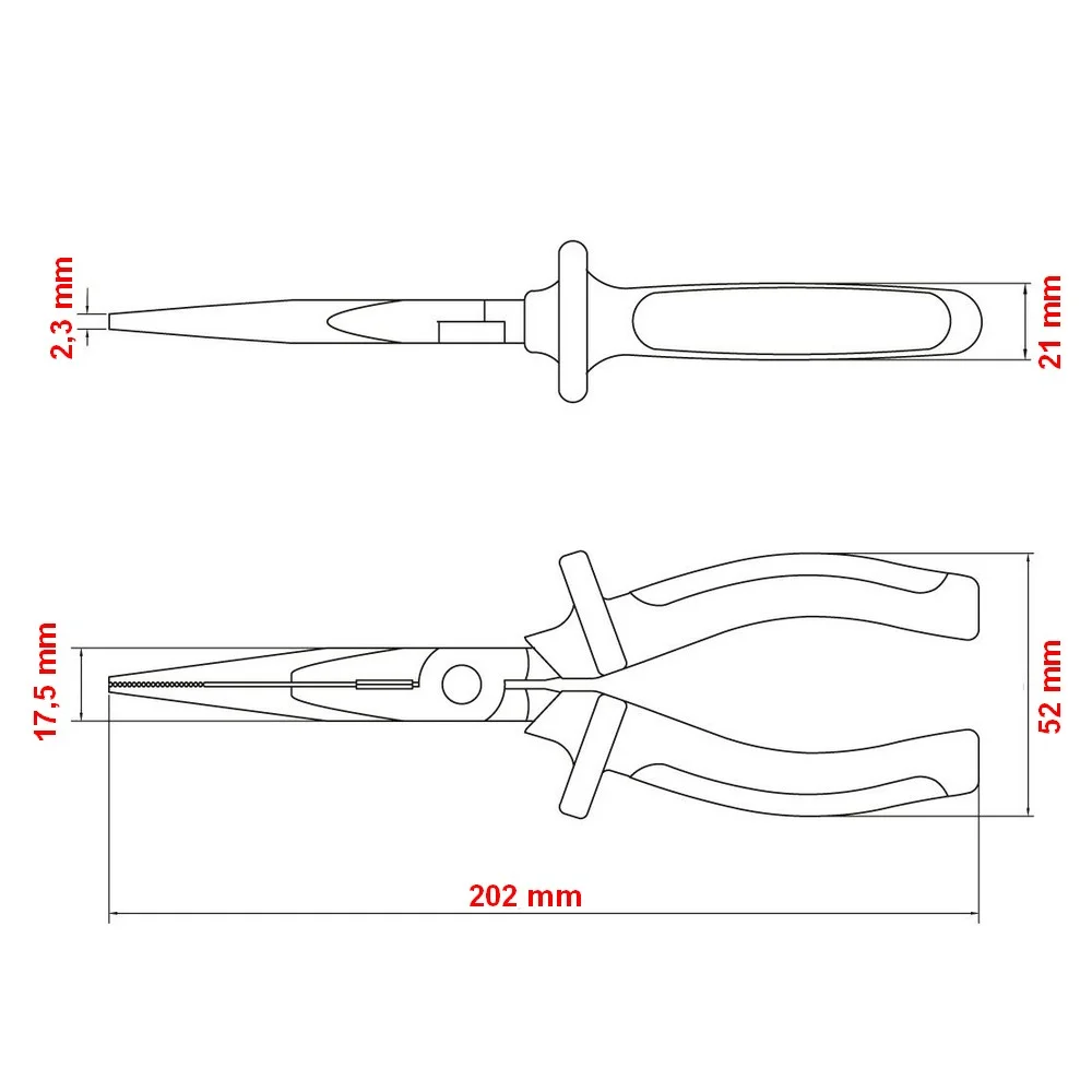 Alicate de Bico Meia Cana Isolado 1000V IEC60900 NR10 CRV 8" Tramontina Pro 44312/018