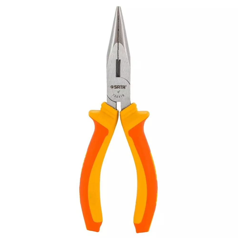 Alicate de Bico Meia Cana Isolado Cabo Emborrachado CRV 6" Sata ST70041BST