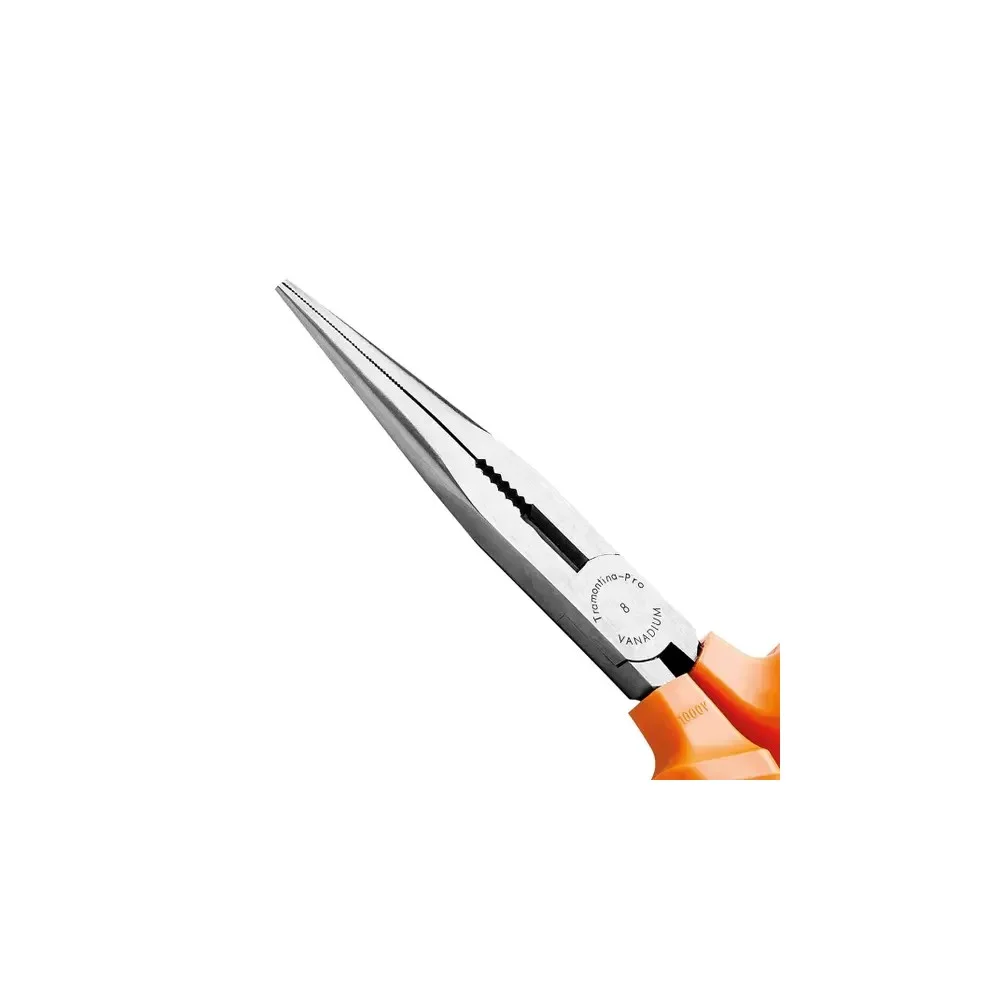 Alicate de Bico Meia Cana Longo Isolado 1000V NBR9699 NR10 Cabo Laranja/Preto CRV 8" Tramontina Pro 44004/183