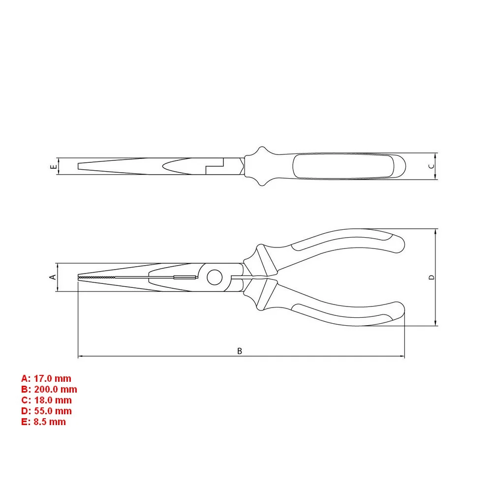Alicate de Bico Meia Cana Longo Isolado 1000V NBR9699 NR10 Cabo Laranja/Preto CRV 8" Tramontina Pro 44004/183