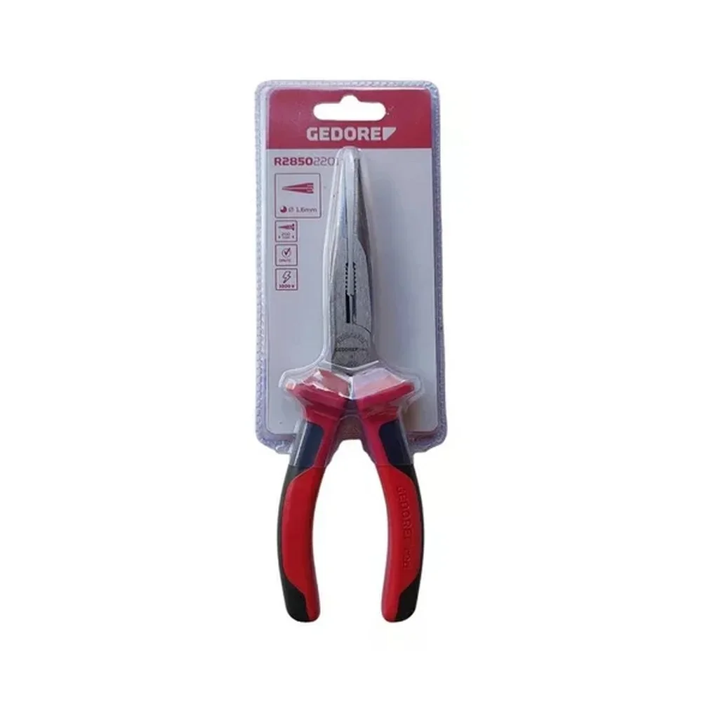 Alicate de Bico Meia Cana Longo Isolado 1000V Tipo Telefone NBR9699 8" Gedore Red R28502201