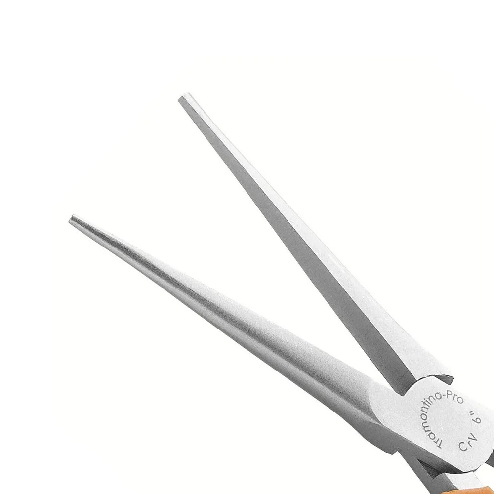Alicate de Bico Meia Cana Longo Isolado Para Eletronica Cabo Laranja/Preto CRV 6" Tramontina Pro 44074/101