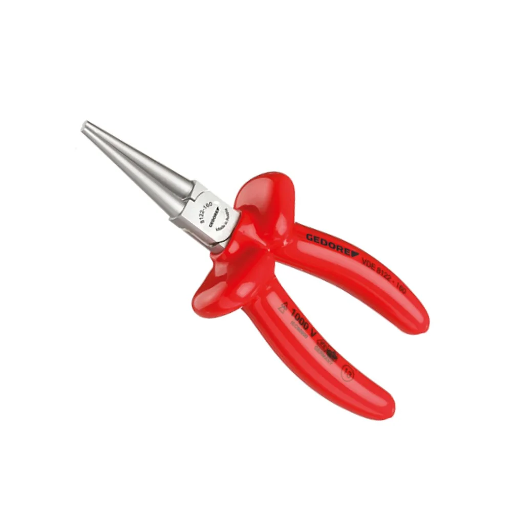 Alicate de Bico Redondo Longo Isolado 1000V VDE EN/IEC60900 NR10 Duplo Isolamento CRV 6.1/2" Gedore VDE8122