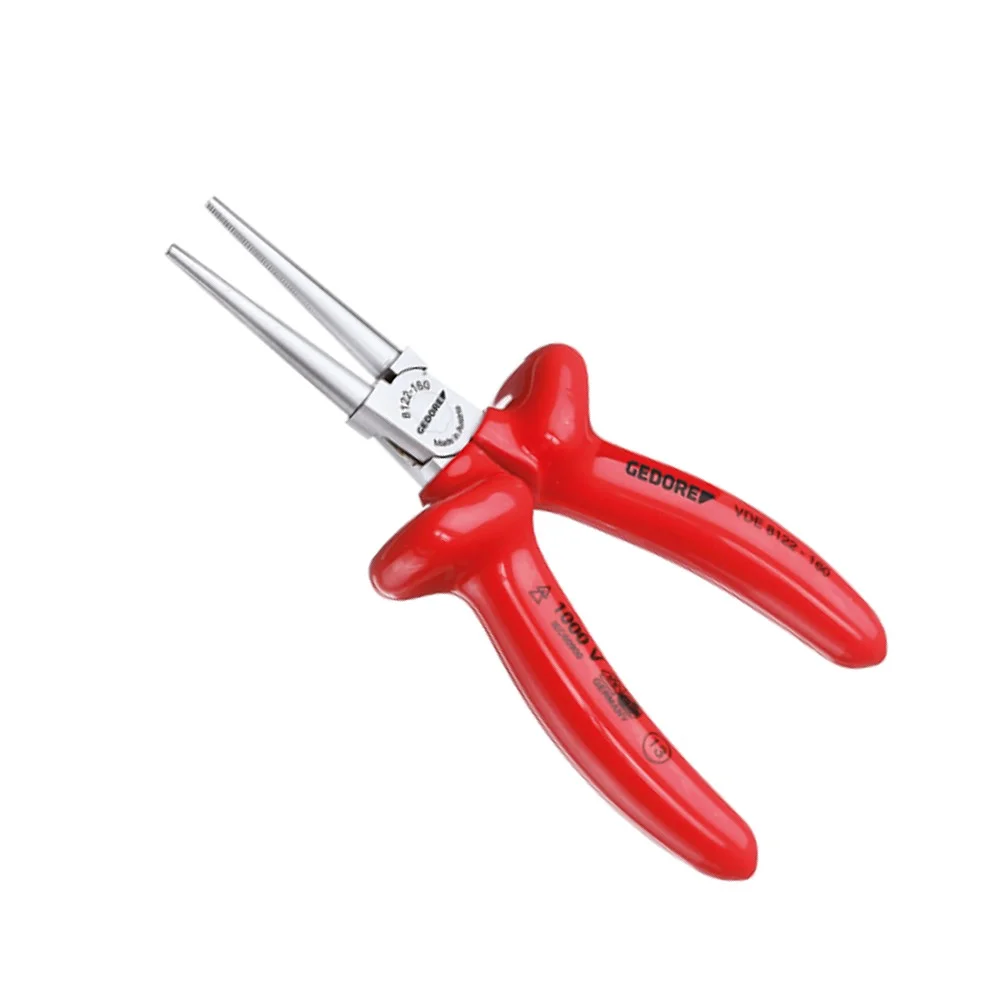 Alicate de Bico Redondo Longo Isolado 1000V VDE EN/IEC60900 NR10 Duplo Isolamento CRV 6.1/2" Gedore VDE8122