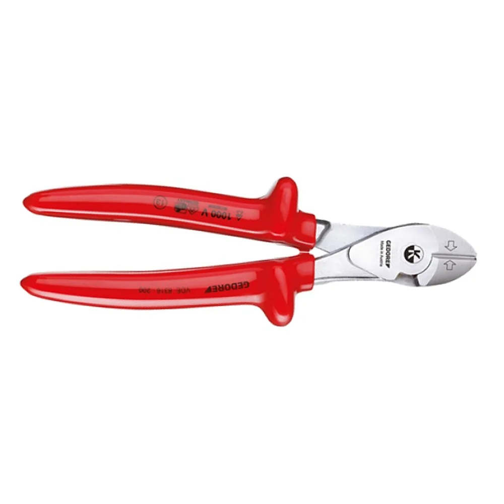 Alicate de Corte Diagonal Isolado 1000V VDE Modelo Americano EN/IEC60900 Duplo Isolamento CRV 7" Gedore VDE 8316-180
