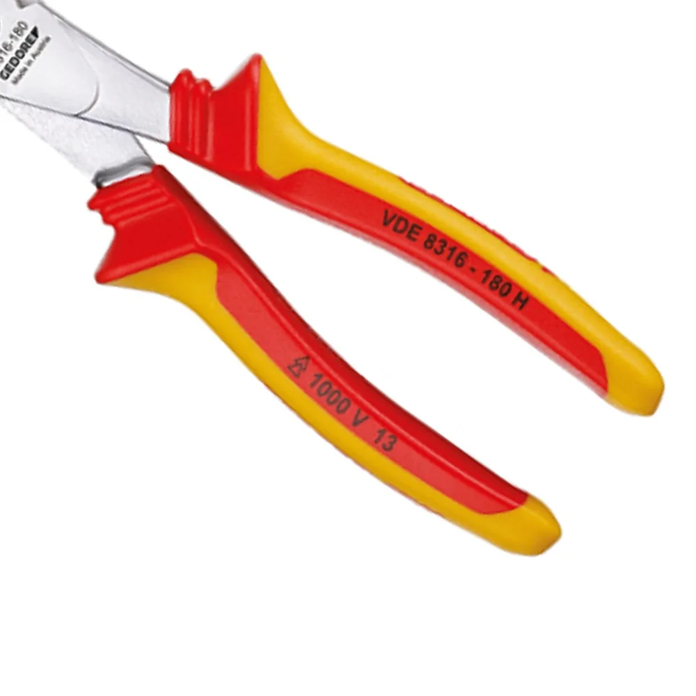 Alicate de Corte Diagonal Isolado 1000V VDE Modelo Americano Kraft EN/IEC60900 NR10 CRV 7" Gedore VDE 8316-180H