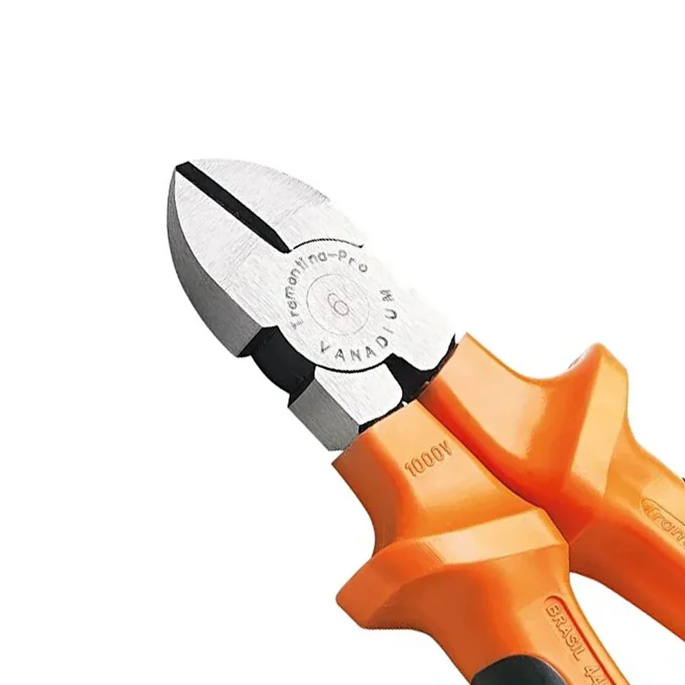 Alicate de Corte Diagonal Isolado 1000V NBR9699 NR10 Cabo Laranja/Preto CRV 6" Tramontina Pro 44003/106