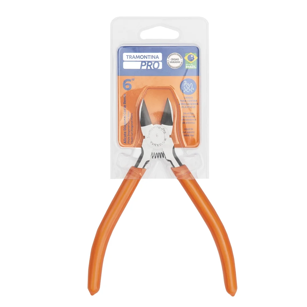 Alicate de Corte Diagonal Rente Cabo Plastificado CRV 6" Tramontina Pro 44002/126