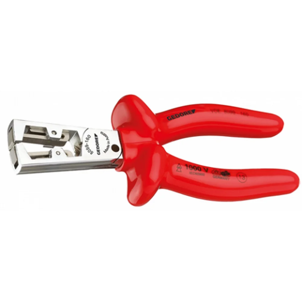 Alicate de Descascar Fio Simples Isolado 1000V VDE EN/IEC60900 NR10 Duplo Isolamento CRV 6.1/2" Gedore VDE8099