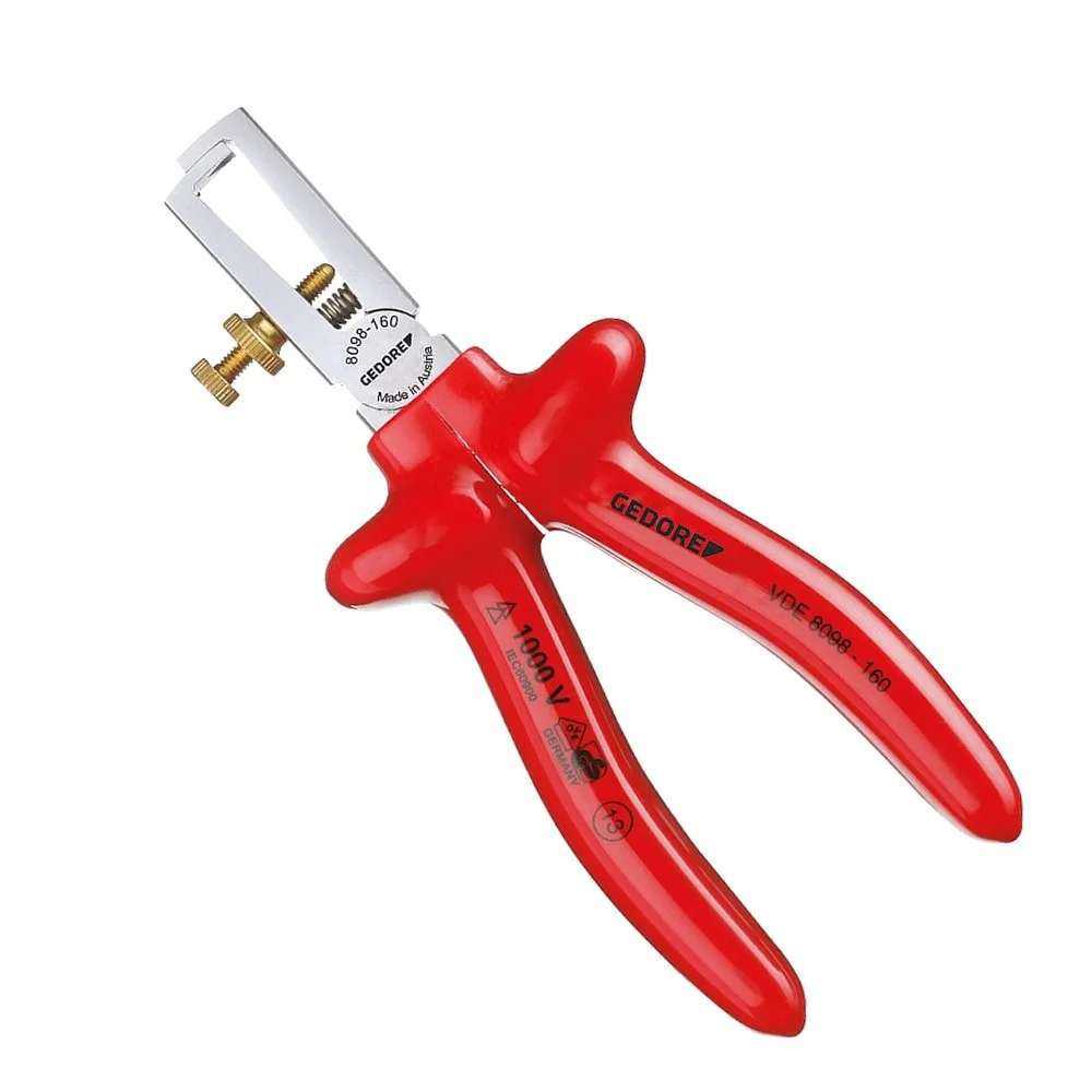 Alicate de Descascar Fio Simples Isolado 1000V VDE NR10 Duplo Isolamento CRV 6.1/2" Gedore VDE8098