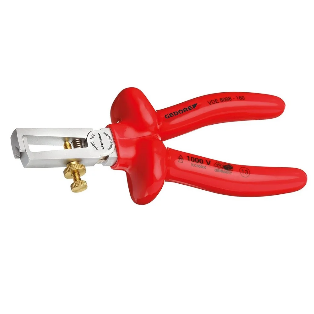 Alicate de Descascar Fio Simples Isolado 1000V VDE NR10 Duplo Isolamento CRV 6.1/2" Gedore VDE8098