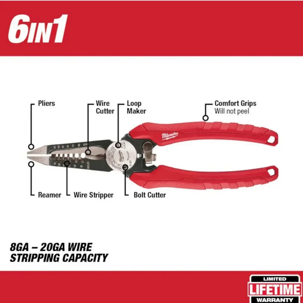 Alicate Eletricista Combinado 6 Em 1 Milwaukee 48-22-3079
