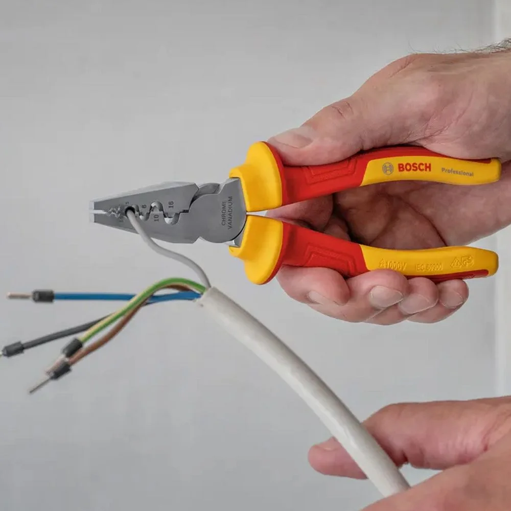 Alicate Prensa Terminal Isolado 1000V VDE EN/IEC60900 CRV 7" Bosch 1600A02NE6