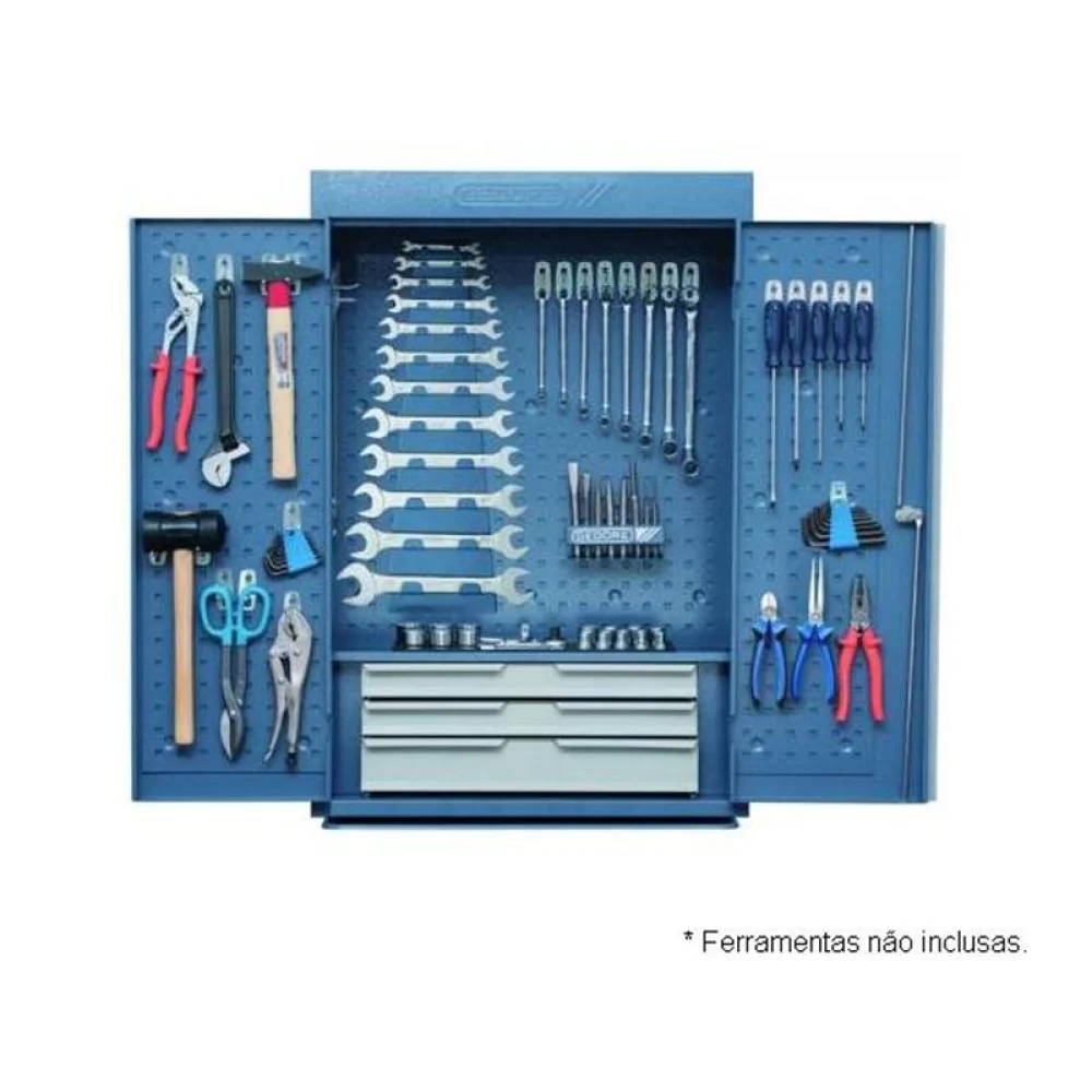 Armario de Parede para Ferramentas Com 3 Gavetas e 2 Portas 95X65X25CM Gedore 1401