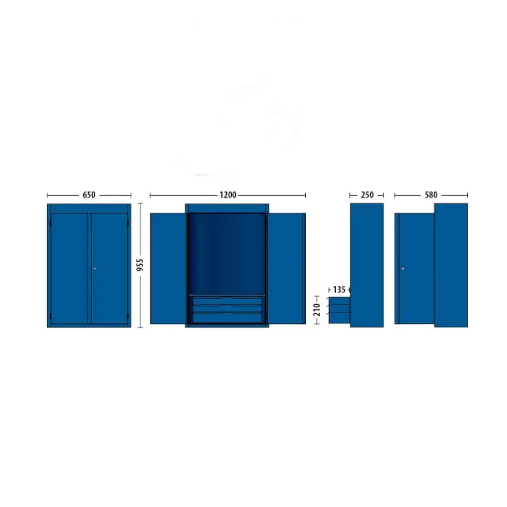 Armario de Parede para Ferramentas Com 3 Gavetas e 2 Portas 95X65X25CM Gedore 1401