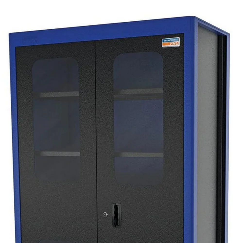 Armario Vertical para Ferramentas Azul 5 Prateleiras 2 Portas e Visor de Acrilico 183X55X102CM Tramontina Pro 44955/220