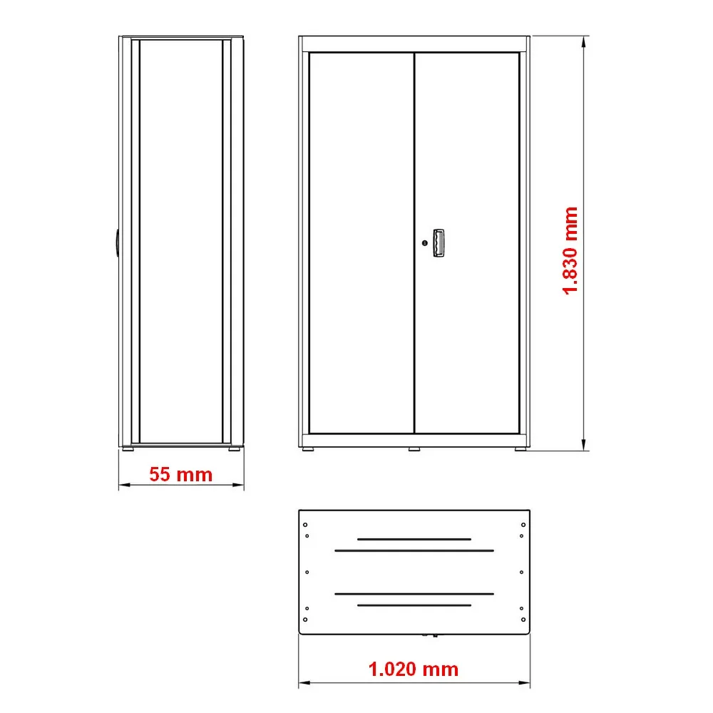 Armario Vertical para Ferramentas Com 5 Prateleiras e 2 Portas 183X55X102CM Tramontina Pro 44955/010
