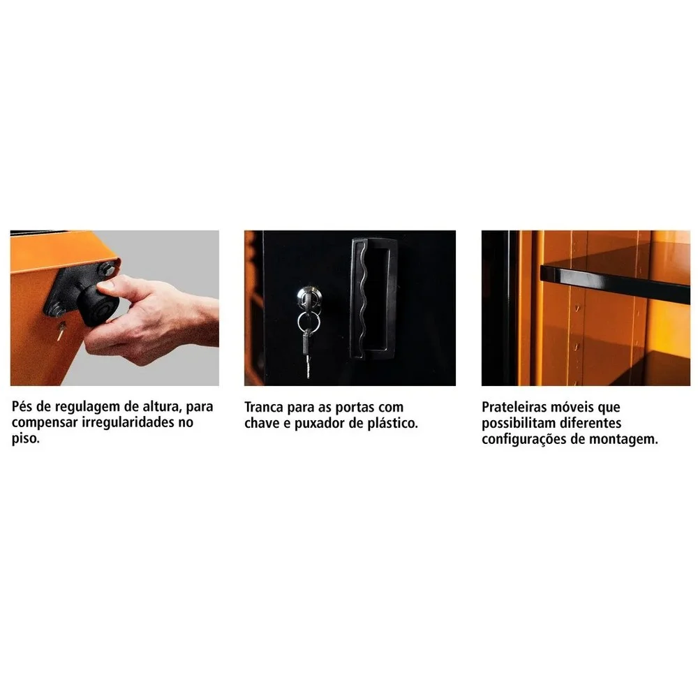 Armario Vertical para Ferramentas Com 5 Prateleiras e 2 Portas 183X55X102CM Tramontina Pro 44955/010