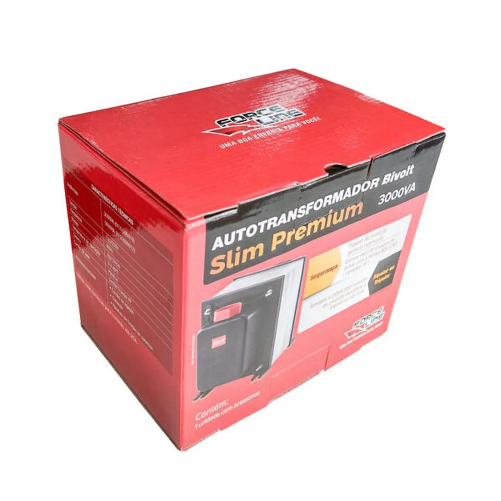 Auto Transformador 3000VA Bivolt 1950W Force Line SLIM PREMIUM