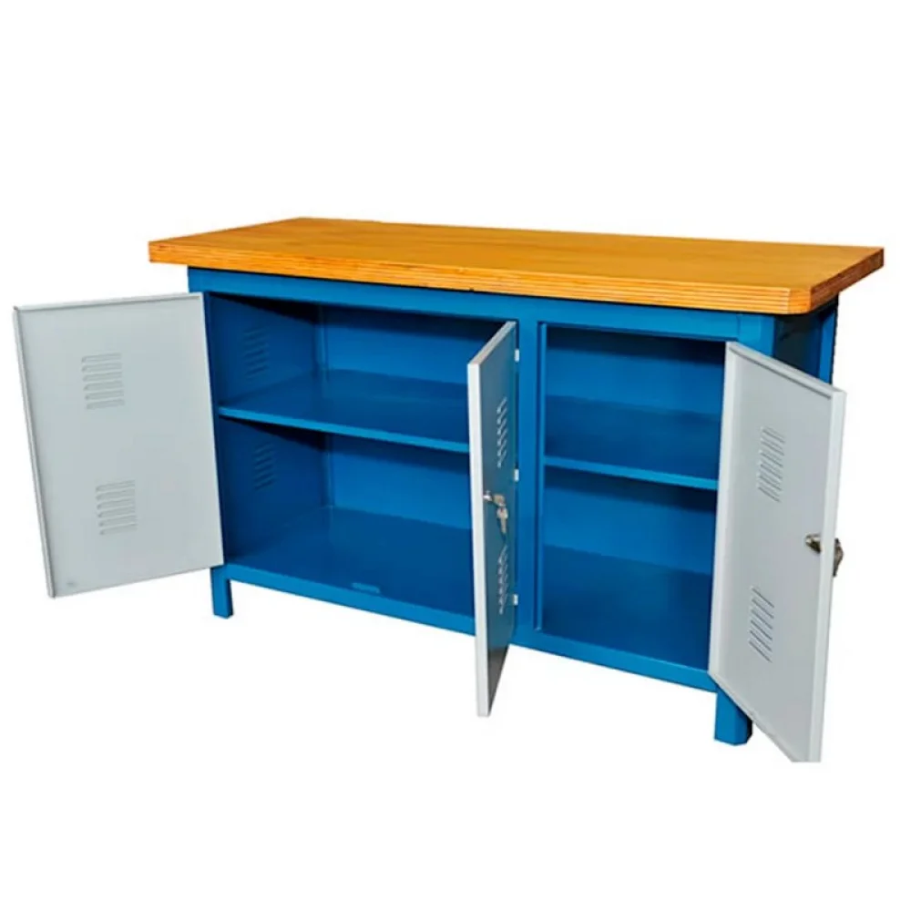 Bancada Fechada Tampo de Madeira Com 3 Portas e 2 Prateleiras 150X60X92CM Fercar 150CDF